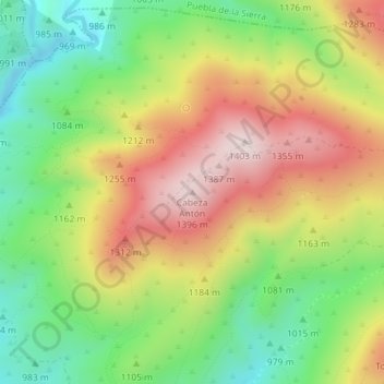 Topografische Karte Cabeza Antón, Höhe, Relief