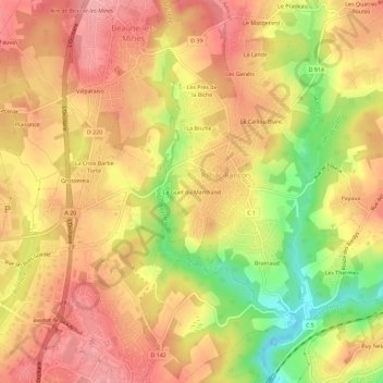 Topografische Karte Le Guet du Marchand, Höhe, Relief