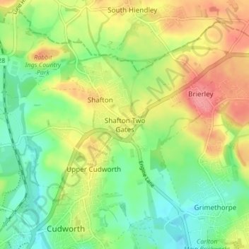 Topografische Karte Shafton Two Gates, Höhe, Relief