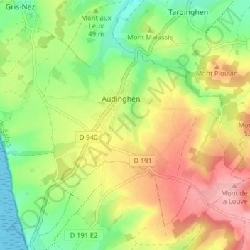 Topografische Karte Todincthun, Höhe, Relief