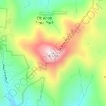 Topografische Karte Elk Knob, Höhe, Relief
