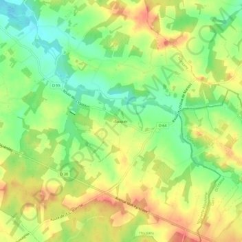 Topografische Karte Toupier, Höhe, Relief