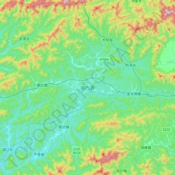 Topografische Karte 祁门县, Höhe, Relief