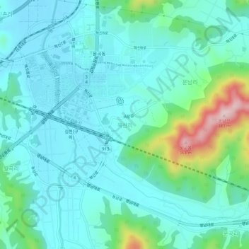 Topografische Karte 옥산리, Höhe, Relief