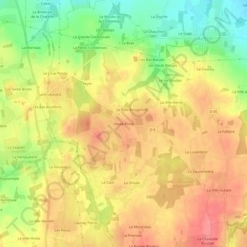 Topografische Karte Haute Porte, Höhe, Relief