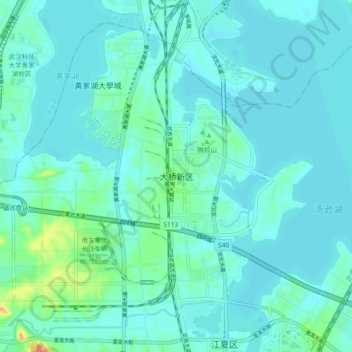 Topografische Karte 大桥新区, Höhe, Relief