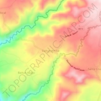 Topografische Karte Baitun Arriba, Höhe, Relief
