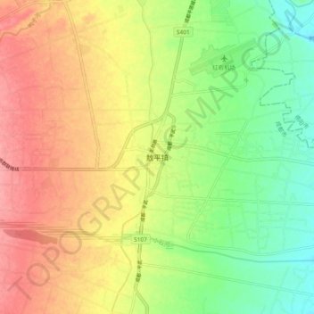 Topografische Karte 敖平镇, Höhe, Relief