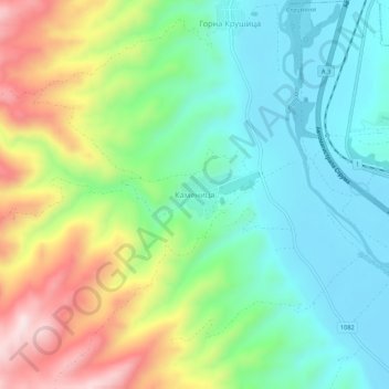 Topografische Karte Каменица, Höhe, Relief