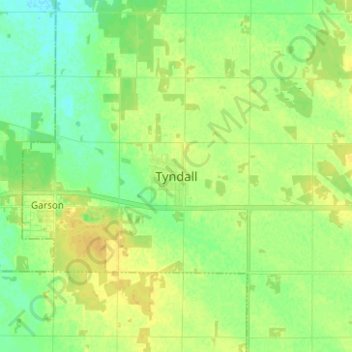 Topografische Karte Tyndall, Höhe, Relief
