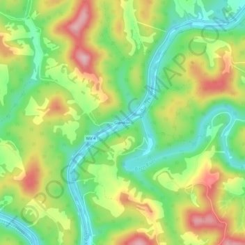 Topografische Karte Glendon, Höhe, Relief