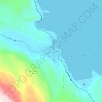 Topografische Karte Puerto Río Tranquilo, Höhe, Relief