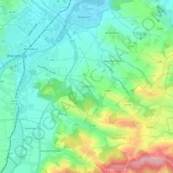 Topografische Karte Dürnbach, Höhe, Relief