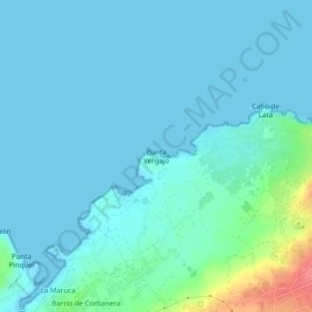 Topografische Karte Punta Vergajo, Höhe, Relief