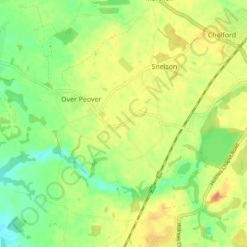Topografische Karte Peover Heath, Höhe, Relief