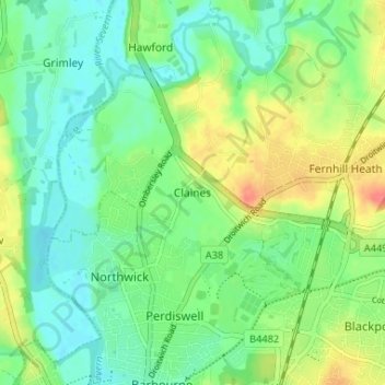 Topografische Karte Claines, Höhe, Relief