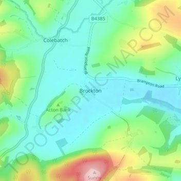 Topografische Karte Brockton, Höhe, Relief