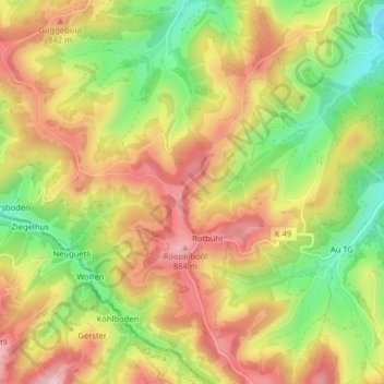 Topografische Karte Chuchi, Höhe, Relief