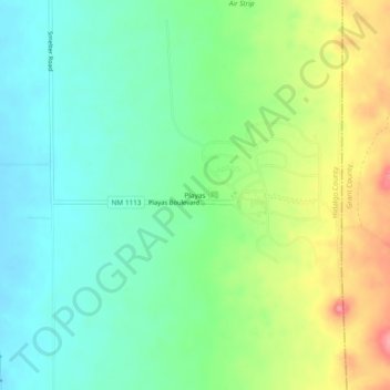 Topografische Karte Playas, Höhe, Relief