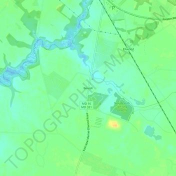 Topografische Karte Beulah, Höhe, Relief