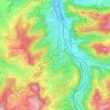 Topografische Karte Ghöngg, Höhe, Relief