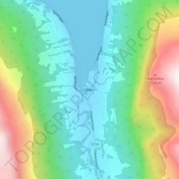 Topografische Karte Olden, Höhe, Relief