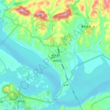 Topografische Karte 城关镇, Höhe, Relief