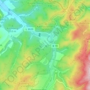 Topografische Karte Wilhelmsthal, Höhe, Relief