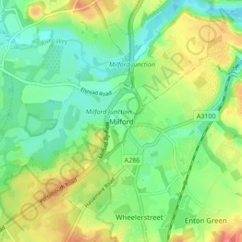 Topografische Karte Milford, Höhe, Relief