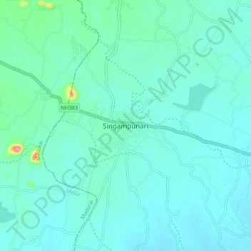 Topografische Karte Singampunari, Höhe, Relief