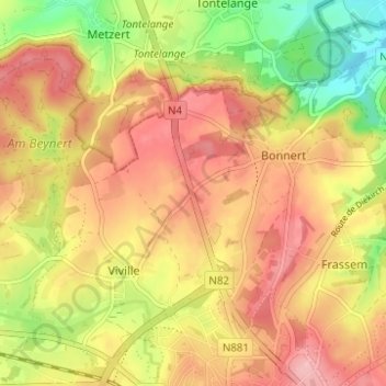 Topografische Karte Quatre Vents, Höhe, Relief