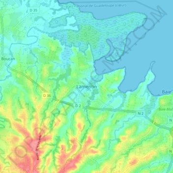Topografische Karte Lamentin, Höhe, Relief