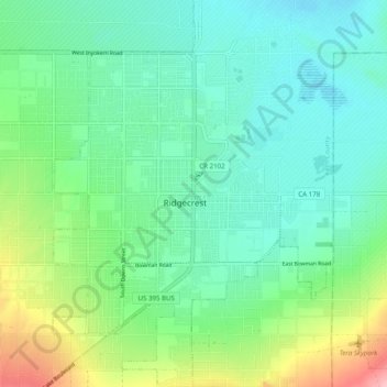 Topografische Karte Ridgecrest, Höhe, Relief