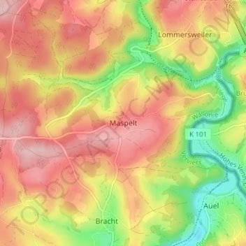 Topografische Karte Maspelt, Höhe, Relief