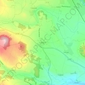 Topografische Karte Coubladour, Höhe, Relief