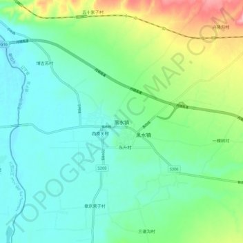 Topografische Karte 黑水镇, Höhe, Relief