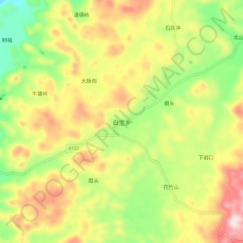 Topografische Karte 白宝乡, Höhe, Relief