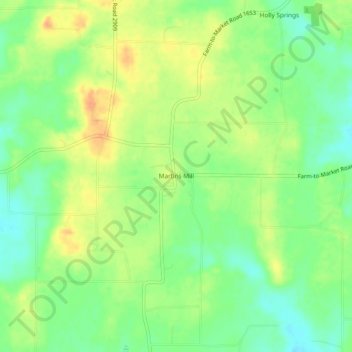 Topografische Karte Martins Mill, Höhe, Relief