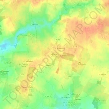 Topografische Karte Le Vivier, Höhe, Relief