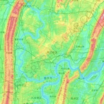 Topografische Karte 两江新区, Höhe, Relief