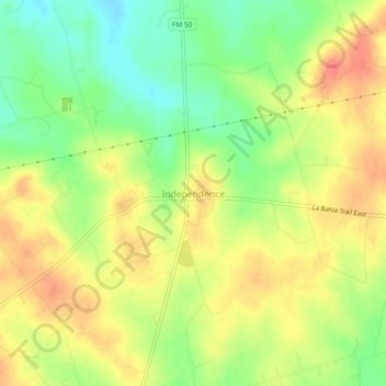 Topografische Karte Independence, Höhe, Relief