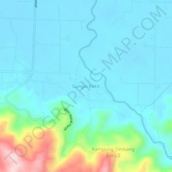 Topografische Karte Sungai Rakit, Höhe, Relief