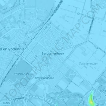 Topografische Karte Bergschenhoek, Höhe, Relief