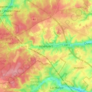 Topografische Karte Hoeilaert, Höhe, Relief