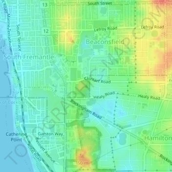 Topografische Karte Clontarf Hill, Höhe, Relief