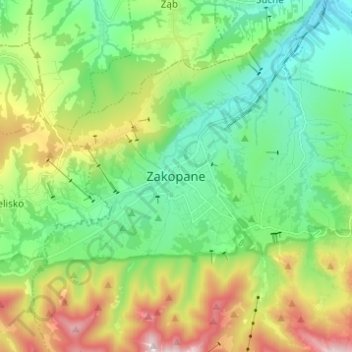Topografische Karte Zakopane, Höhe, Relief