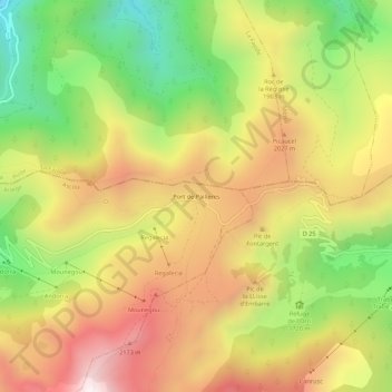 Topografische Karte Port de Pailleres, Höhe, Relief