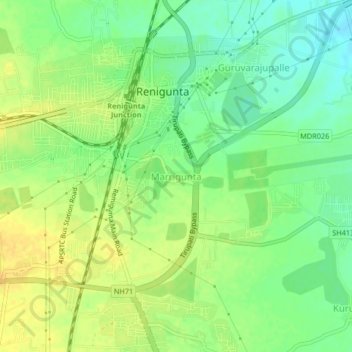 Topografische Karte Marrigunta, Höhe, Relief