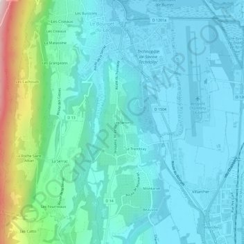 Topografische Karte Les Janon, Höhe, Relief