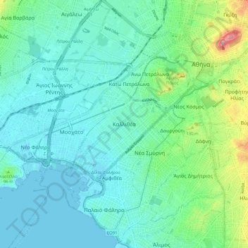 Topografische Karte Kallithea, Höhe, Relief